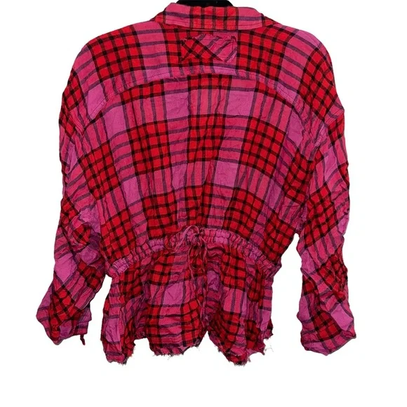 Free People Women's Pacific Dawn Drawstring Plaid Shirt - Picture 5 of 5